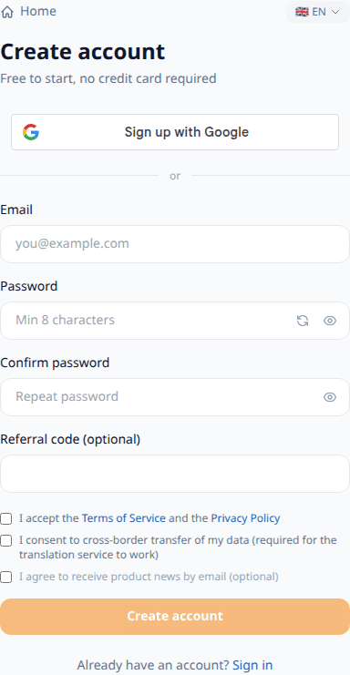 Create an account