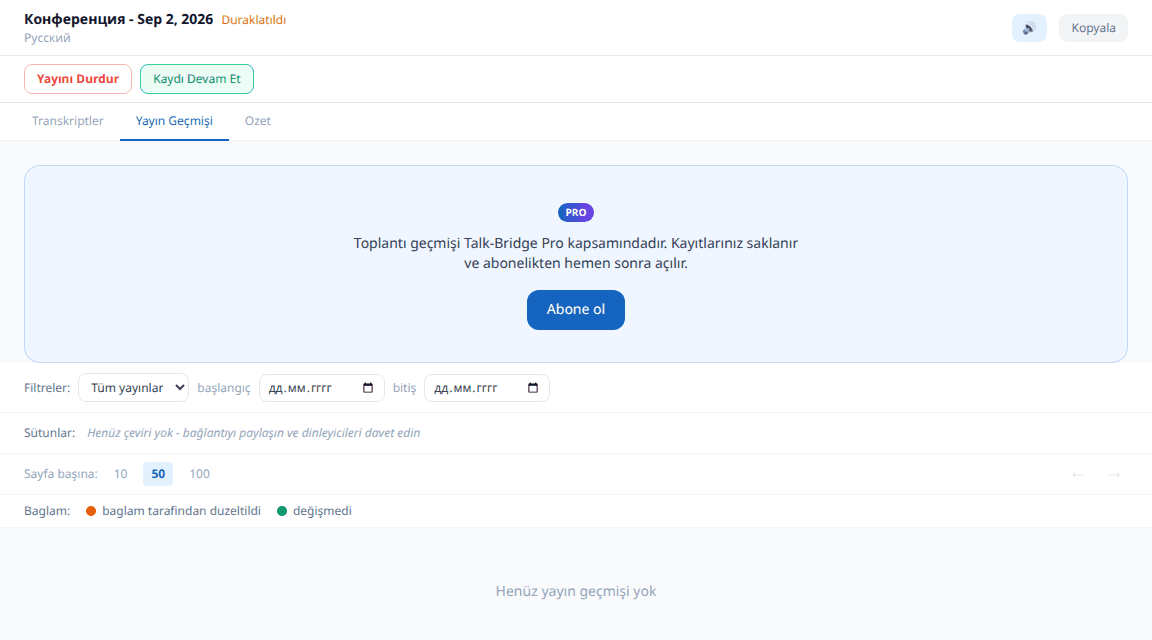 Aboneliksiz geçmiş tutulur, ancak Pro ile açılır.