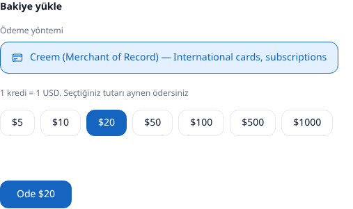 Bakiye yükleyin